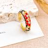 Hollow Out Vintage Geometric Rings Classic Gold Plated Ring Colorful Enamel Flower Rings  Romantic