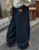 Corduroy High-Waist Striped Drawstring Trousers