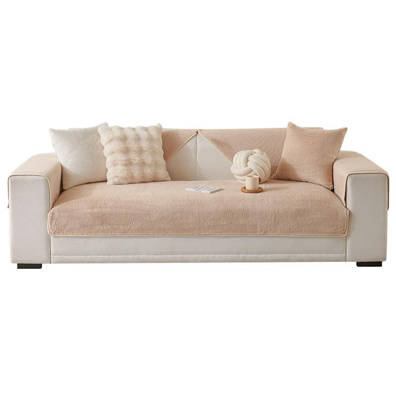 Winter Lightweight Luxury Cat Like Sofa Cushion Nordic Style High-end Anti Slip Plush Cushion Sofa Cover Solid Cushion Cover