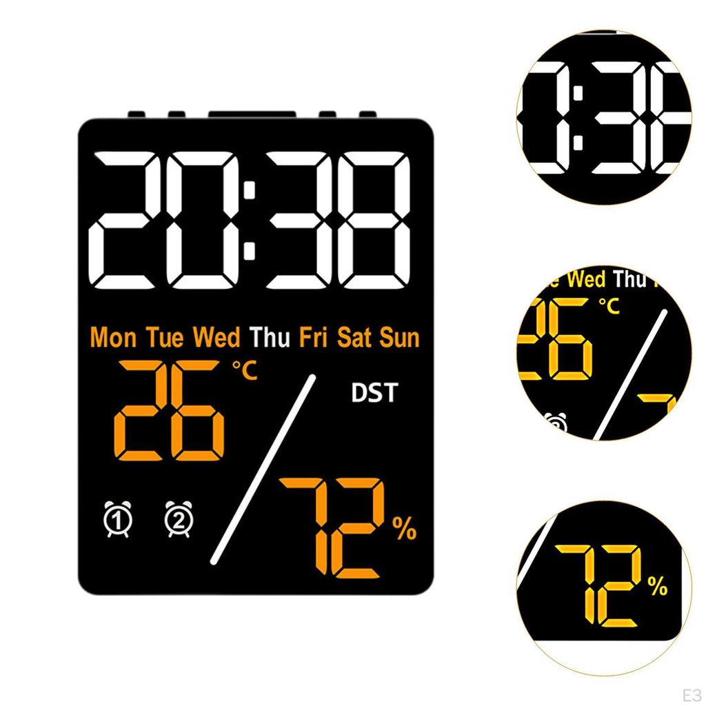 Digital Alarm Clock 2 Settings LED Display Electronic Desk for Study Room