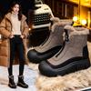 Thick-soled front zipper rough edge snow boots women's winter new products in 2025 are fashionable, comfortable, casual and warm color matching cotton