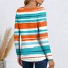 Ladies' Striped Printed Casual and Fashionable Long Sleeved Pullover Top