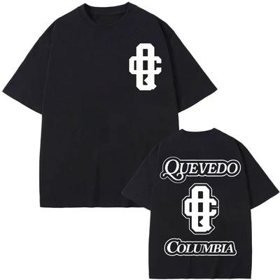 Rapper Quevedo Kolumbien Doppelseitiger Print T-Shirt Übergroßes Hip Hop Kurzarm-T-Shirt Herren Damen Freizeitmode Lockeres T-Shirt