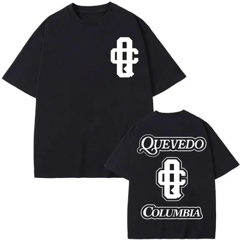 

Rapper Quevedo Columbia Double Sided Print T Shirt Harajuku Hip Hop Short Sleeve T-shirt Men Women Fashion Loose T-shirts S