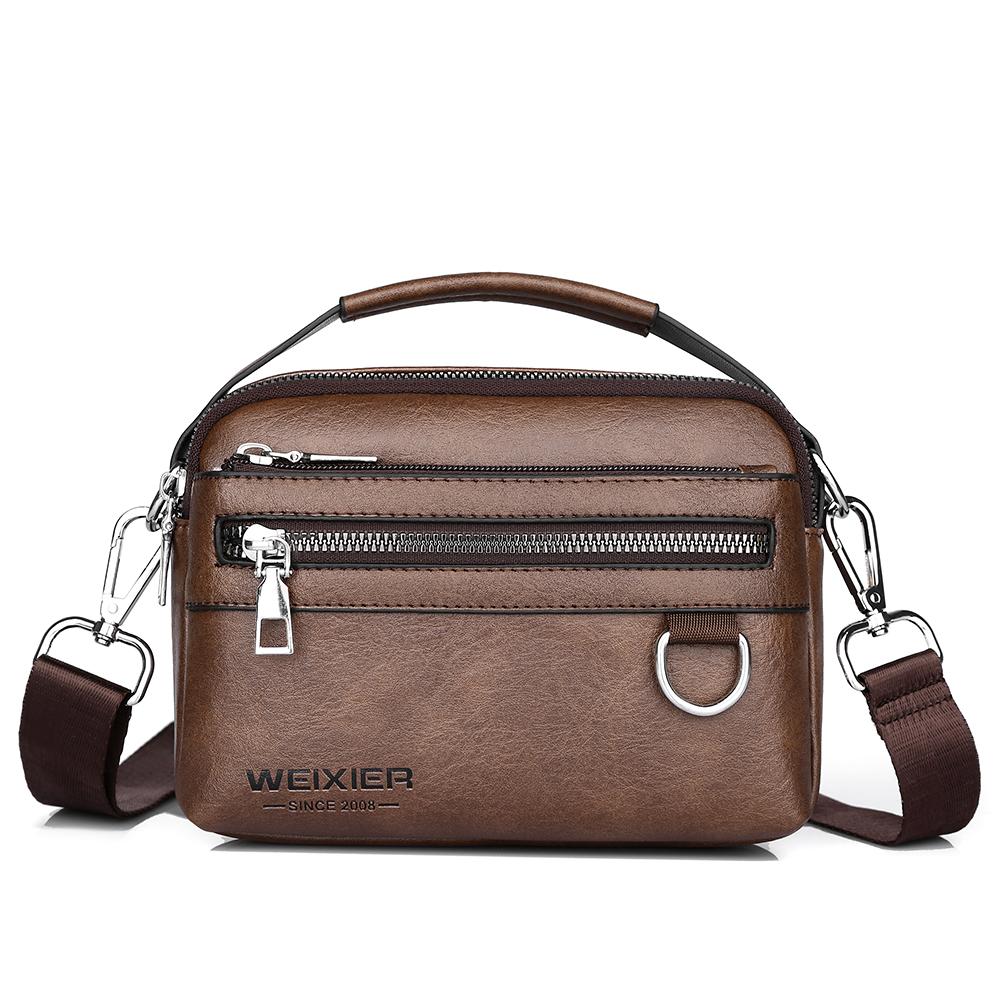 

WEIXIER Men s Leather Crossbody Shoulder Bag Waterproof Messenger Bag Sling Satchel Bag for Work Business Travel кофейный