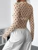 Spring/Summer 2025 Polka Dot Mesh Slim Fit Long Sleeve Women's T-Shirt