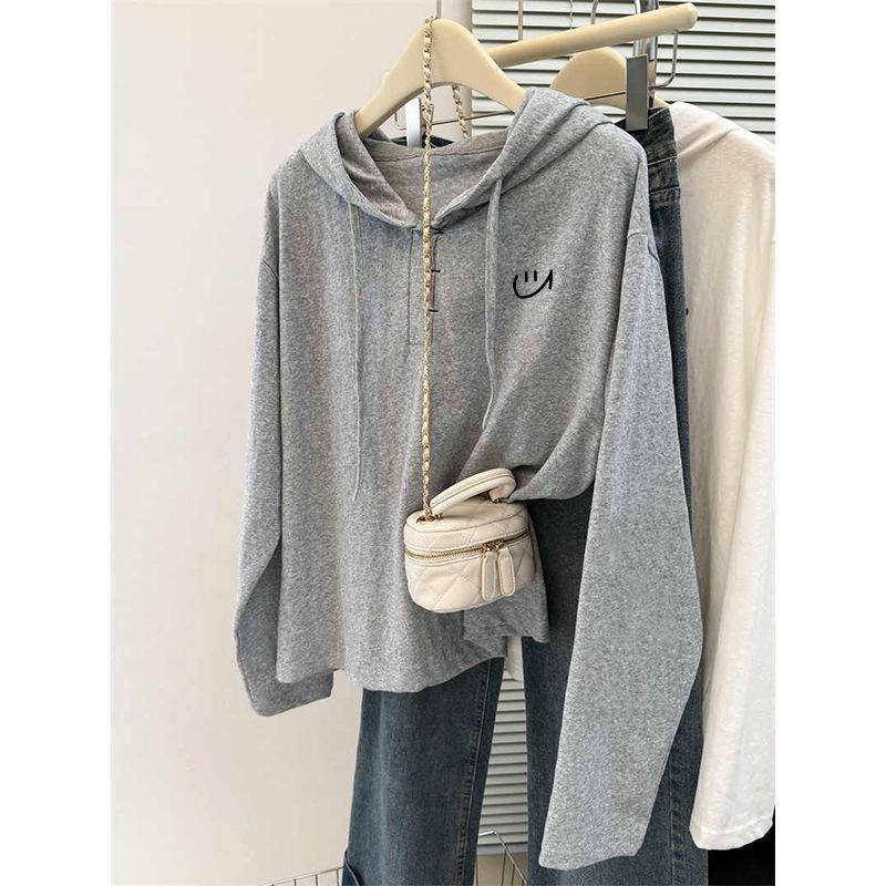 Stylish French-Inspired Hooded Sweatshirt for Women - Autumn/Winter Casual Slimming Versatile Top