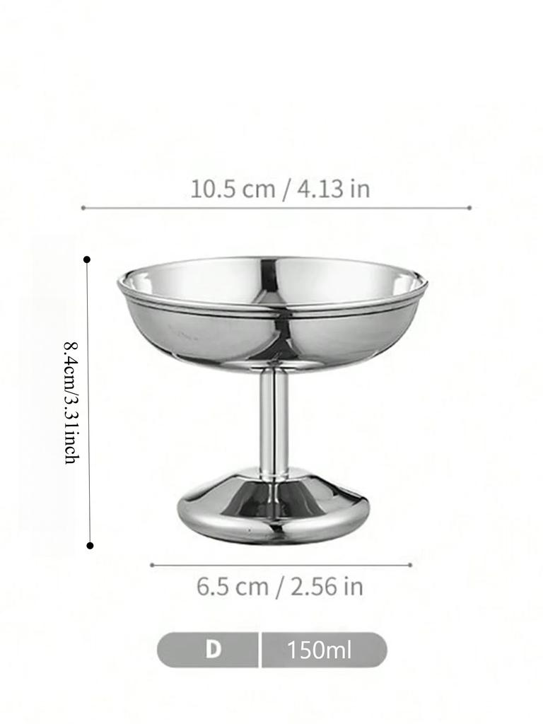 1pc Dessert Plate, Vegetable Bowl, Stainless Steel Ice Cream Cup, Tall Cup, Afternoon Tea Pudding Dessert Cup Cute Plates
