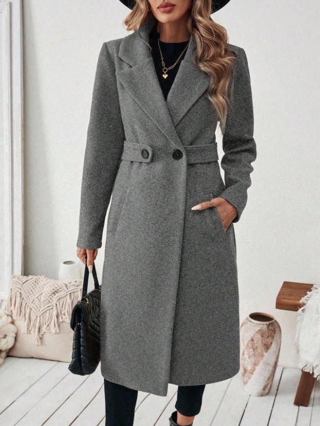 European & American Woolen Double-Breasted Lapel Coat - Autumn/Winter Collection 2026