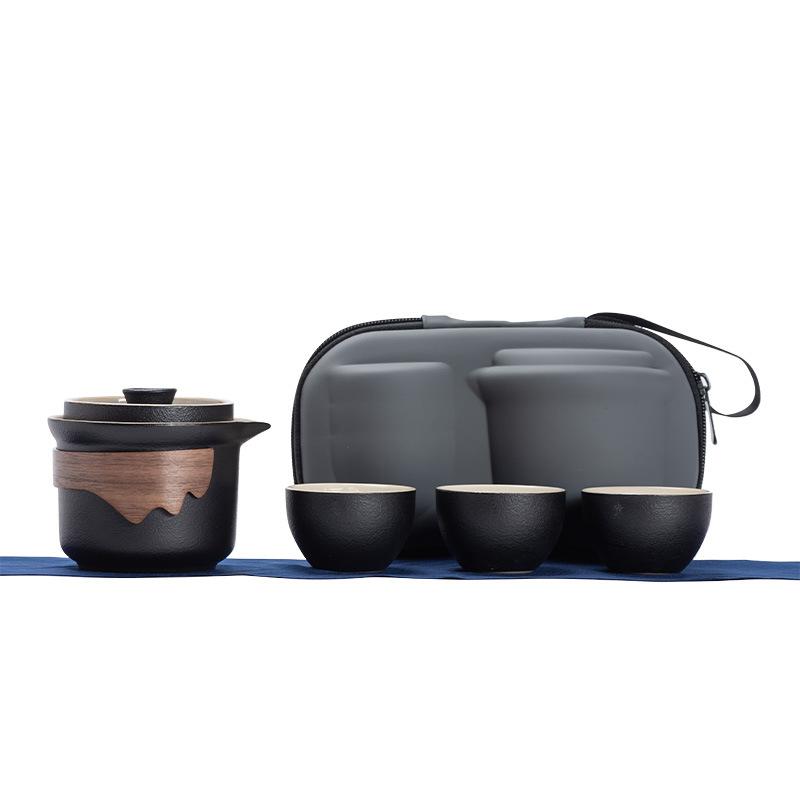 High-end travel tea set, Kuaike, one pot, three cups, inner tank filter, outdoor portable set, business commemorative gift.