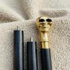 Brass Skull Handle Walking Cane Foldable Wooden Walking Stick Gothic Victorian Steampunk Gift for Him