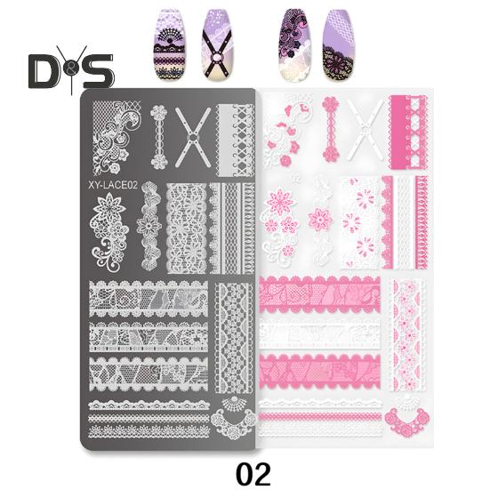 Stamping Plates Set Bows Flowers Lace Design Manicures Decoration Metal Plate Transfer Sweet Series Template