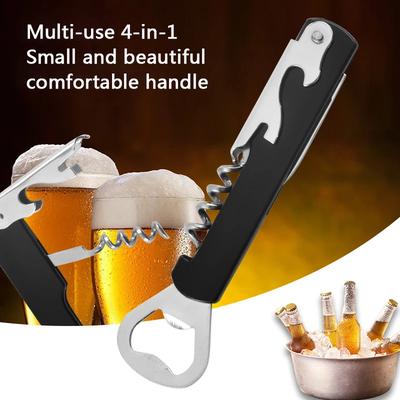 Apribottiglie portatile facile da usare Mini cavatappi in acciaio inox Cavatappi per bottiglie Apribottiglie per vino da esterno con doppia cerniera Apribottiglie per birra