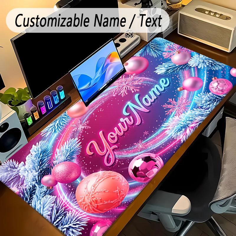 Winter Theme Personalized Mouse Pad Custom Name Text Non Slip Desk Pad For Laptop Office Desktop