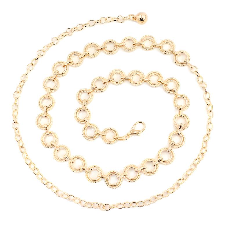 

Women s Adjustable Korean-Style Waist Chain Belt - Versatile Metal Ring Skirt Accessory золотой
