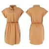 Abito da donna a-line in chiffon, moda casual, manica corta, abito OL con abiti a cintura