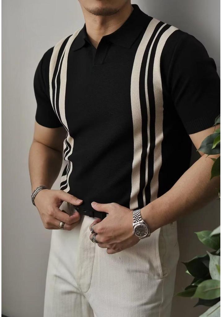 Men's Summer Fashion Trendy Harajuku Polo Shirt - High-End Style, Short Sleeve, Youthful Appeal