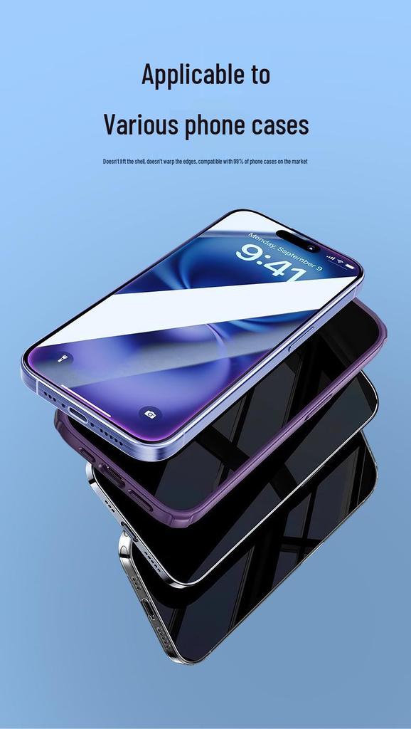 Azeada HD Tempered Glass Anti-Peep Screen Protector for iPhone 15/iPhone 16 Pro - Dust-Free, Instant Application