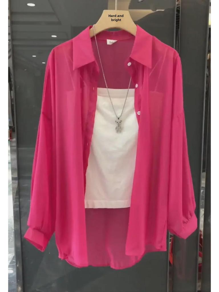 Dámský letní kardigan z ledového hedvábí s POLO límcem a ochranou proti slunci - Prodyšný, mírně průsvitný a lehký.