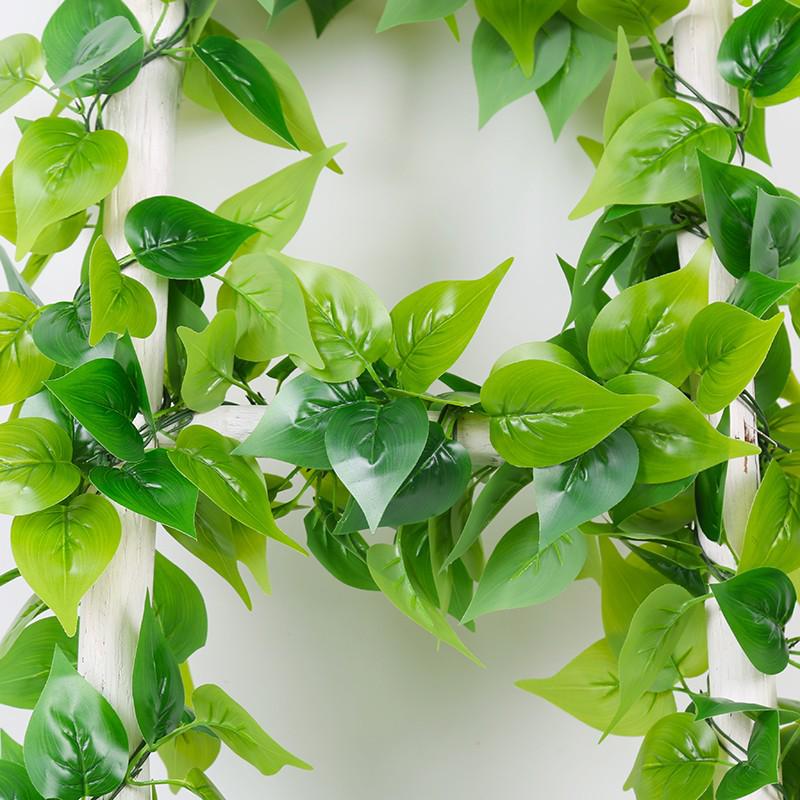 Artificial Rattan Green Pothos Leaf Vine: Decorative Plastic Plant for Ceiling or Home Décor