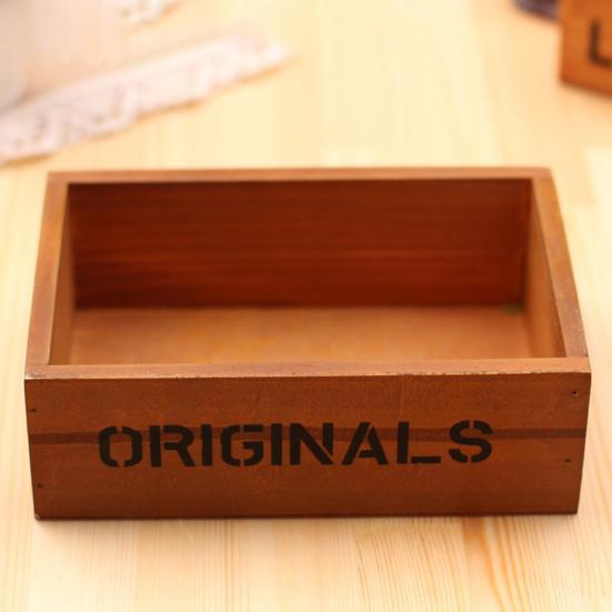Wooden Succulents Planter Box Desktop Storage Box Retro Rustic Plant Container for Micro Landscape Succulents Small Plants Home Office Decor