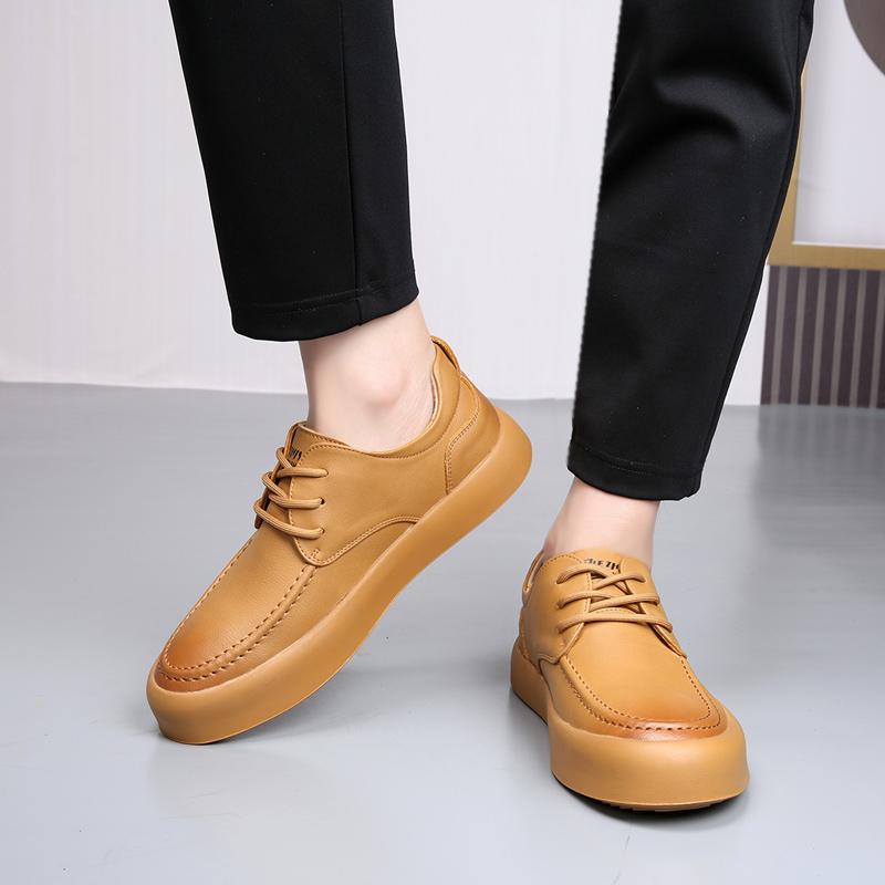 Men's All-match Genuine Leather Sneakers Waterproof Vulcanized Shoes Men 2024 ComforthableWalking Shoes Lace-Up Men Casual Shoes