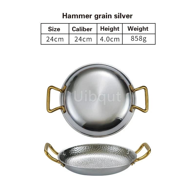 Commercial Crayfish Plate Flat Bottom Stewed Rice Pot Double Ear Frying Pan Hotpot 304 Stainless Steel Spanish Seafood Rice Pot