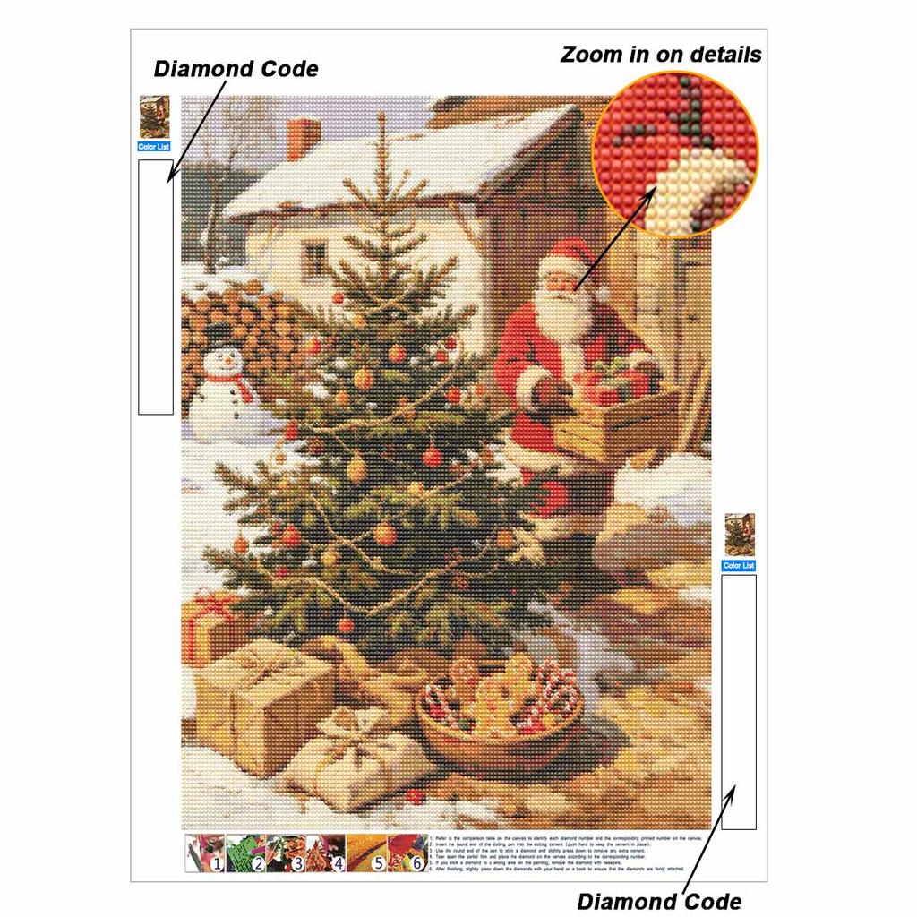 DIY 5D Diamond Painting Kit Christmas Santa Snowy Cabin Full Drill Rhinestone Art Canvas Relaxing Creative Craft for Home Wall Decor Gift