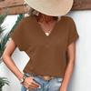 Fashion Ladies Short Sleeve Solid Color Pullover T Shirt Blouse Top