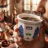 Ethnic Style Ceramic Coffee Cup Star Moon Pattern Turkish Tea Cup Middle Eastern Cup  Home Use