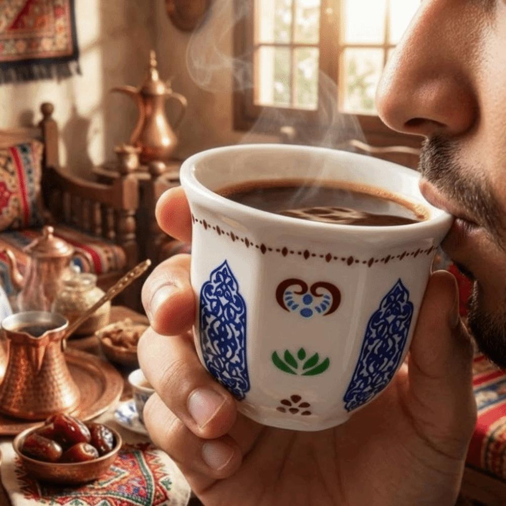 Ethnic Style Ceramic Coffee Cup Star Moon Pattern Turkish Tea Cup Middle Eastern Cup  Home Use