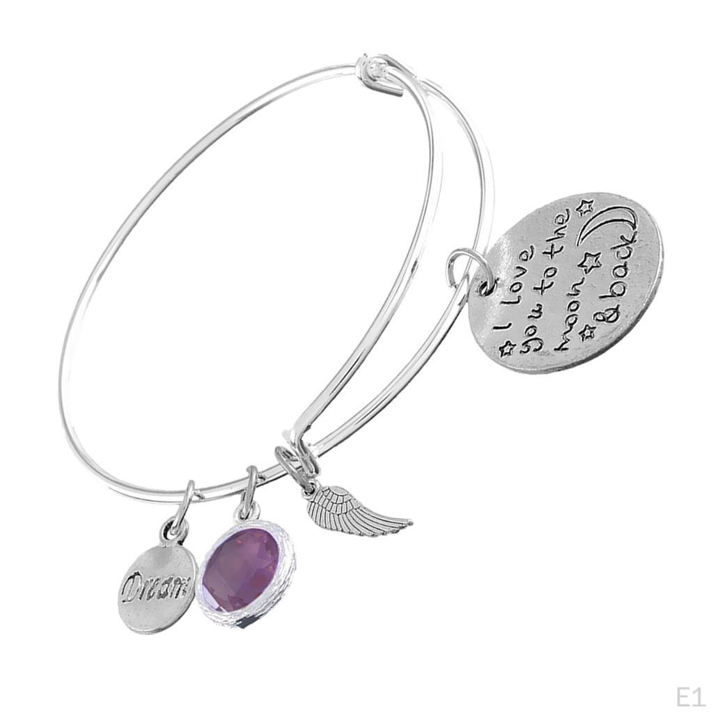 Birthstone Expandable Women' Bangle Bracelet