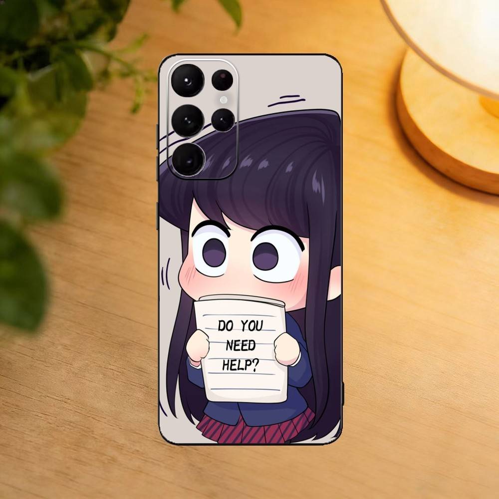 Komi Can't Communicate Phone Case For Samsung S25,24,21,22,23,30,Ultra,20,Plus,Fe,Lite,Note Soft Black Cover