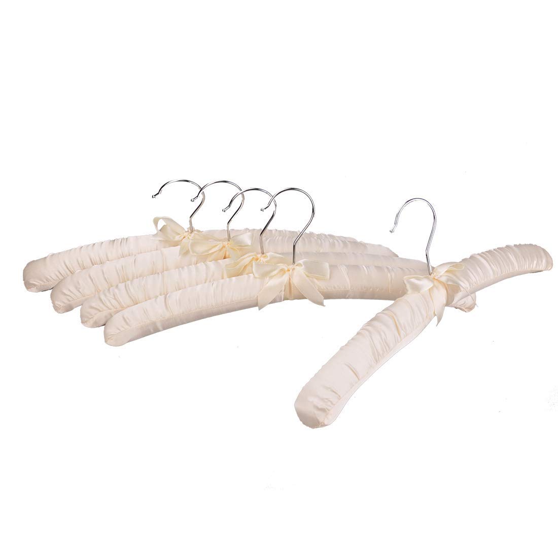 

DEWEL Sponge Satin Fabric Silk Hangers with Plush Hangers for Clothing Hotel Home Guest Set of 5 Hangers, Hangers, Hangers, Ribbons, Storage, бежевый