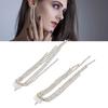 2pcs Arc Linear Rhinestones Dangle Earrings Women Alloy Exquisite Fashionable   Tassel Earrings Jewelry