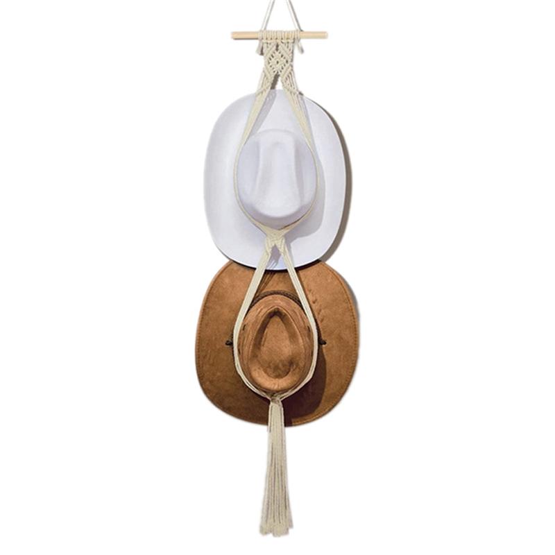 

AEE4-Hat Hangers Boho Hat Rack Hat Hanger Back Of Door Hat Organizer Hanging Hat Decoration