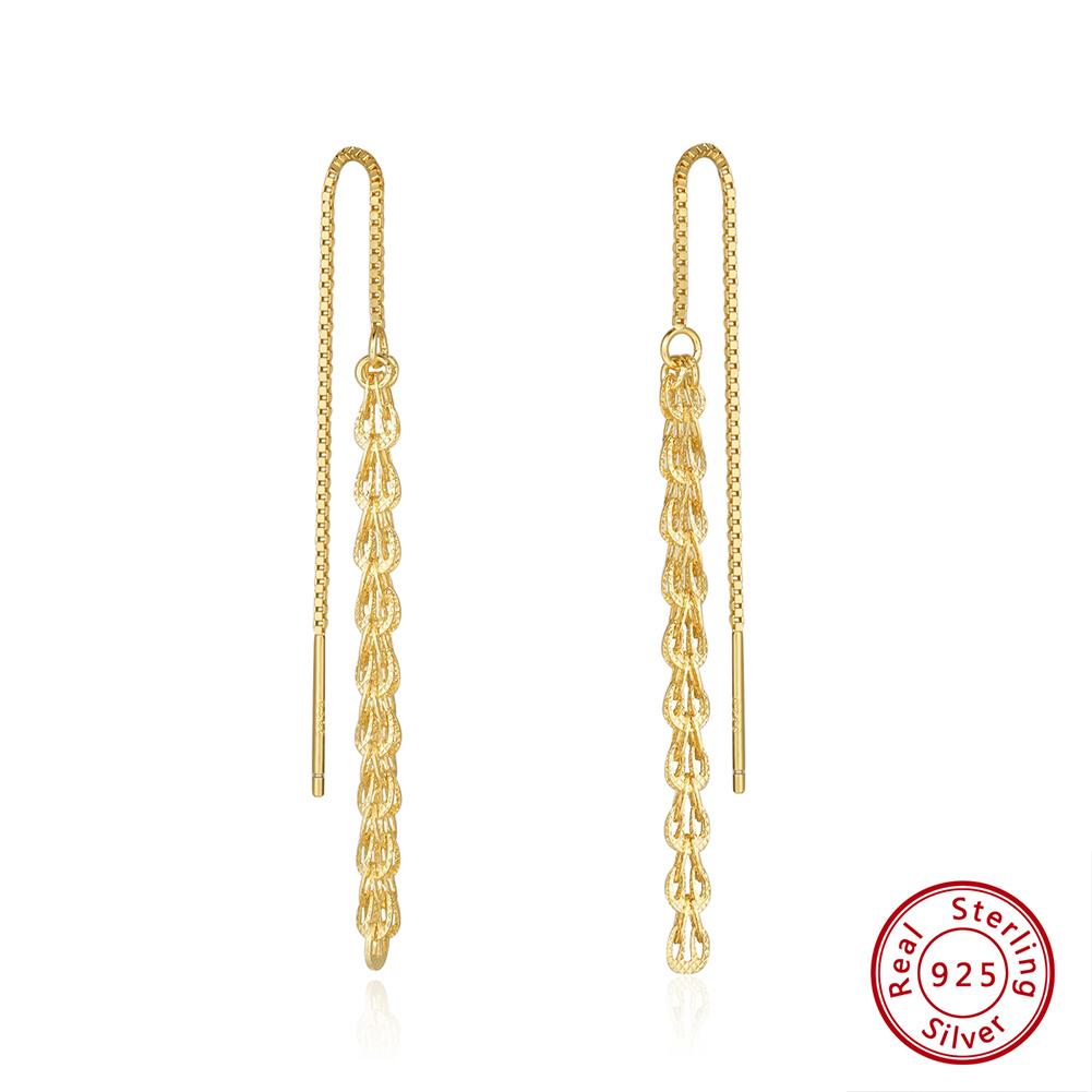 Effie Queen 925 Sterling Silver Dainty Chain Drop Earrings For Women Party Fashion Long Pendant Earrings Tassel Jewelry SE399