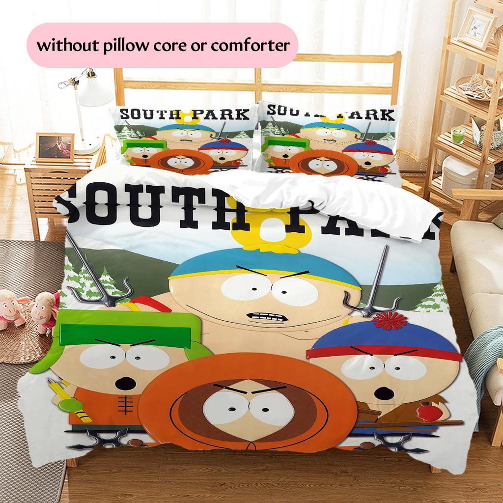 South Park Poster Pattern Bedding Home Decoration Birthday Gift ( 1 duvet cover + 2 pillowcase, without core),fan merchandise.