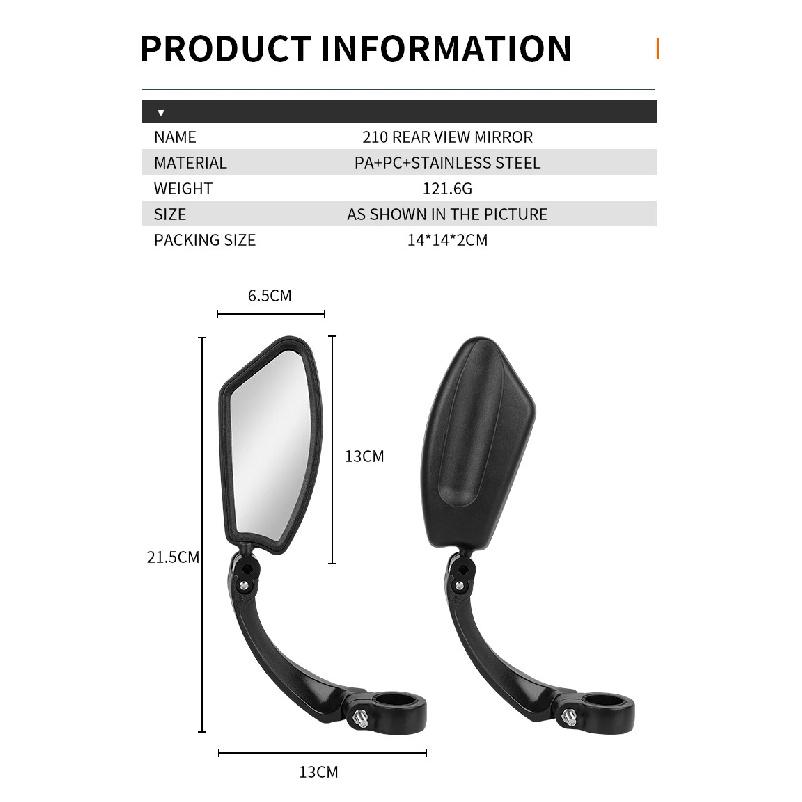 Stainless Steel HD Lens Bike Rear VIew Mirror 360° Rotatable MTB Rear Mirror Widen Big View Road Bicycle Mirror Bike Accessories