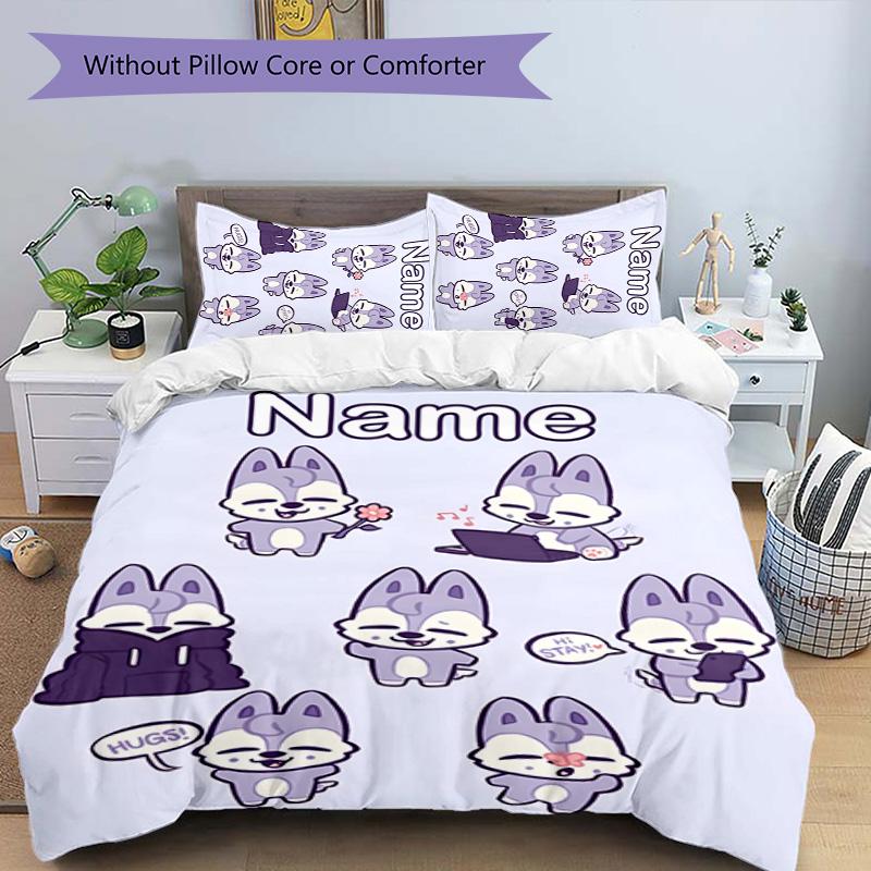 3pcs Kpop Team2 Cover Set - Personalized Name, HD Printed Bedding with 1 Cover and 2 Pillowcases - Perfect for Home Decor, Easy Care