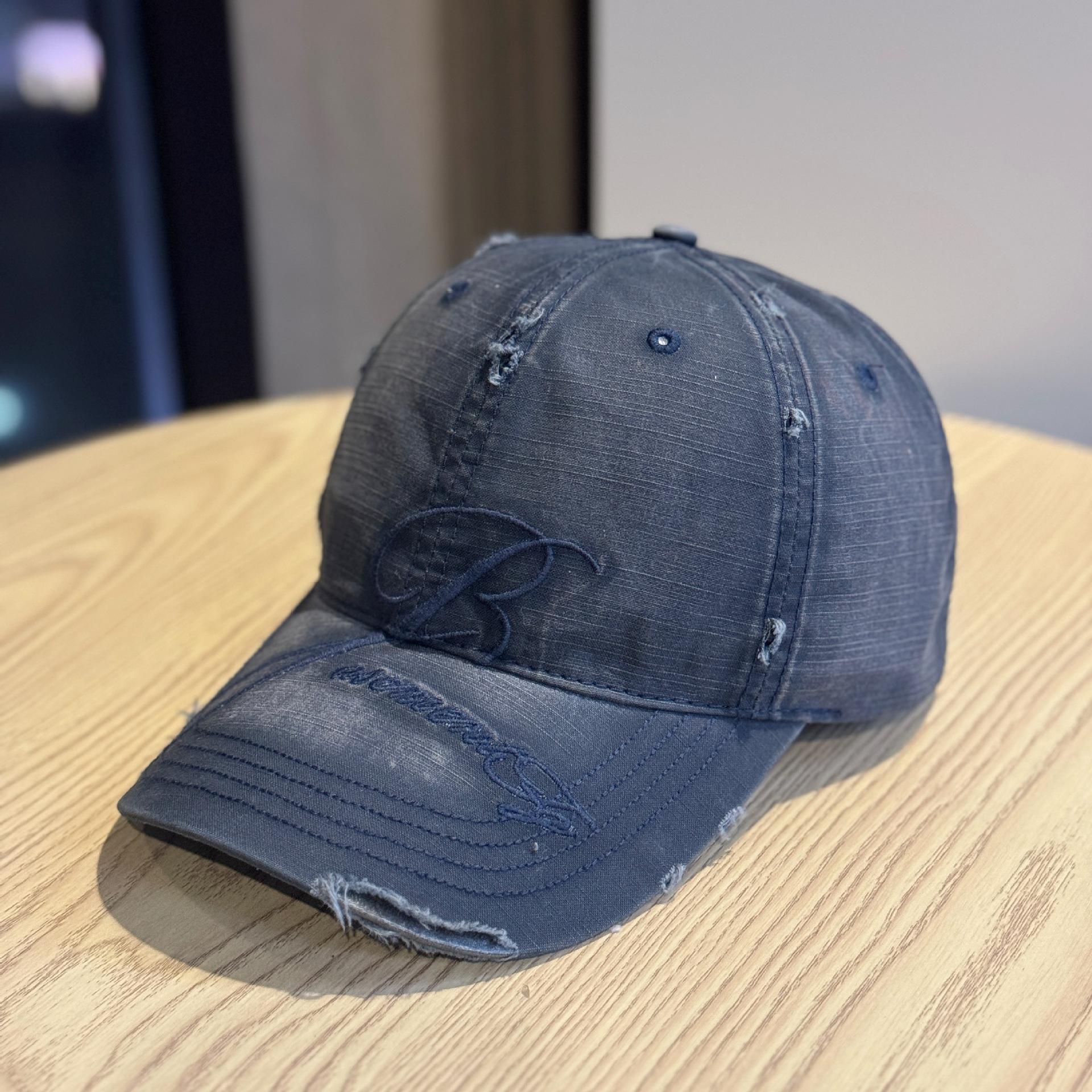 

Vintage American-style washed denim soft-top baseball cap for women, with lettering, wide brim, large head circumference, duckbill cap that makes the Adult54-60Adjustable темно-синього кольору