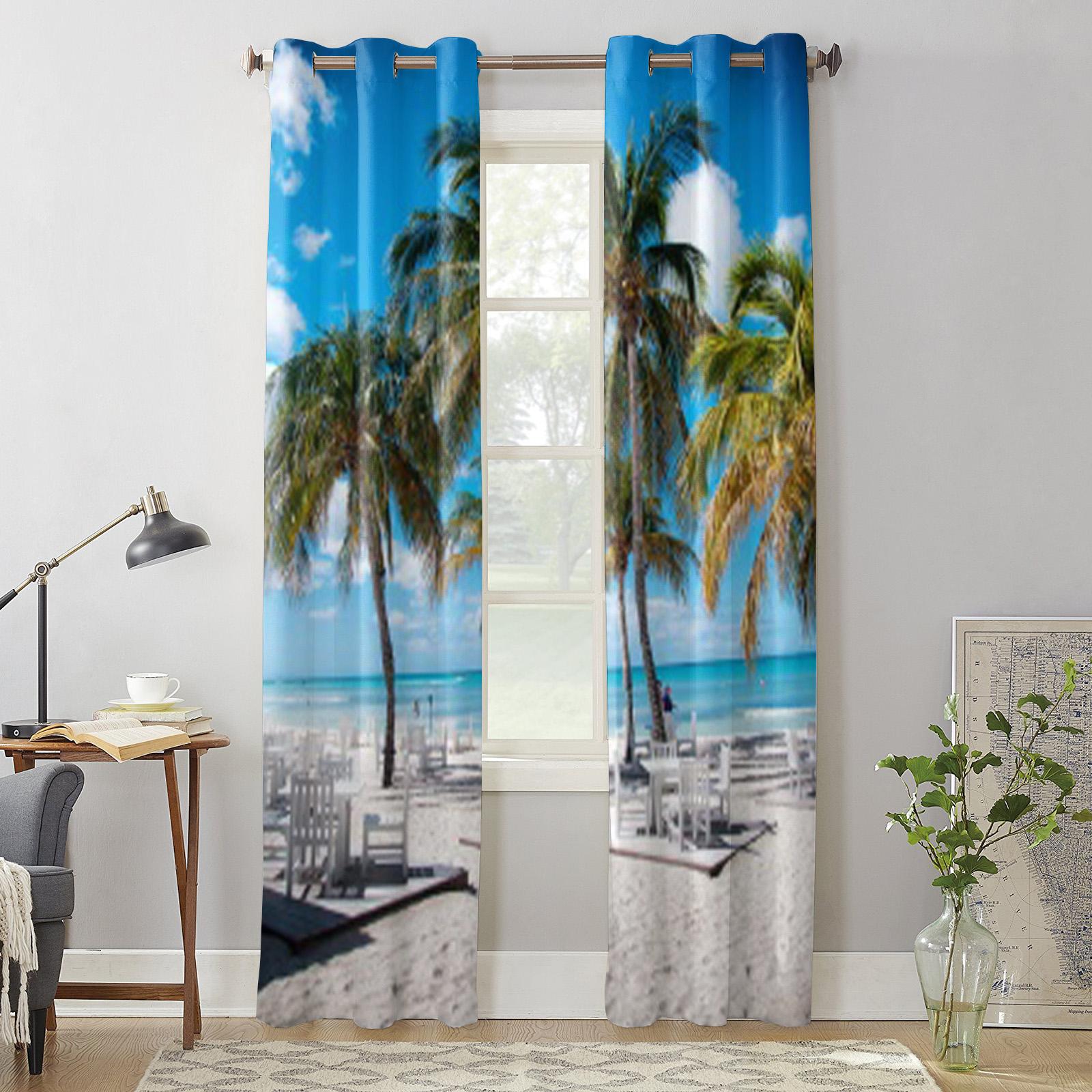 

Идиллические летние уличные пляжные роскошные оконные шторы для гостиной, спальни, домашнего декора, кухни для оконных драпировок 135W x 60H(cm) x1