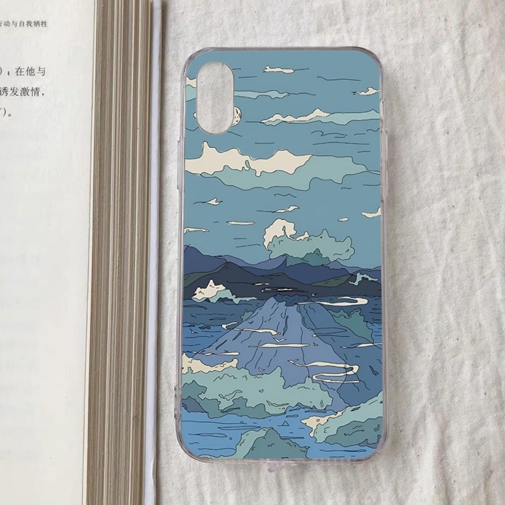 Japan Anime Landscape Phone Case For iPhone 15 13 14 Pro Max XS XR 12 11 Pro 13 Mini 6 7 8 Plus Clear Back Cover Capa