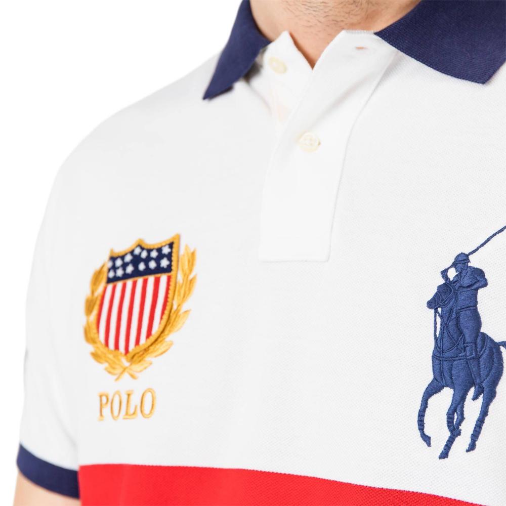 Polo Ralph Lauren SS24 Color Block Logo Big Pony Short Sleeve Polo Shirt Men Tops White 710746105-001