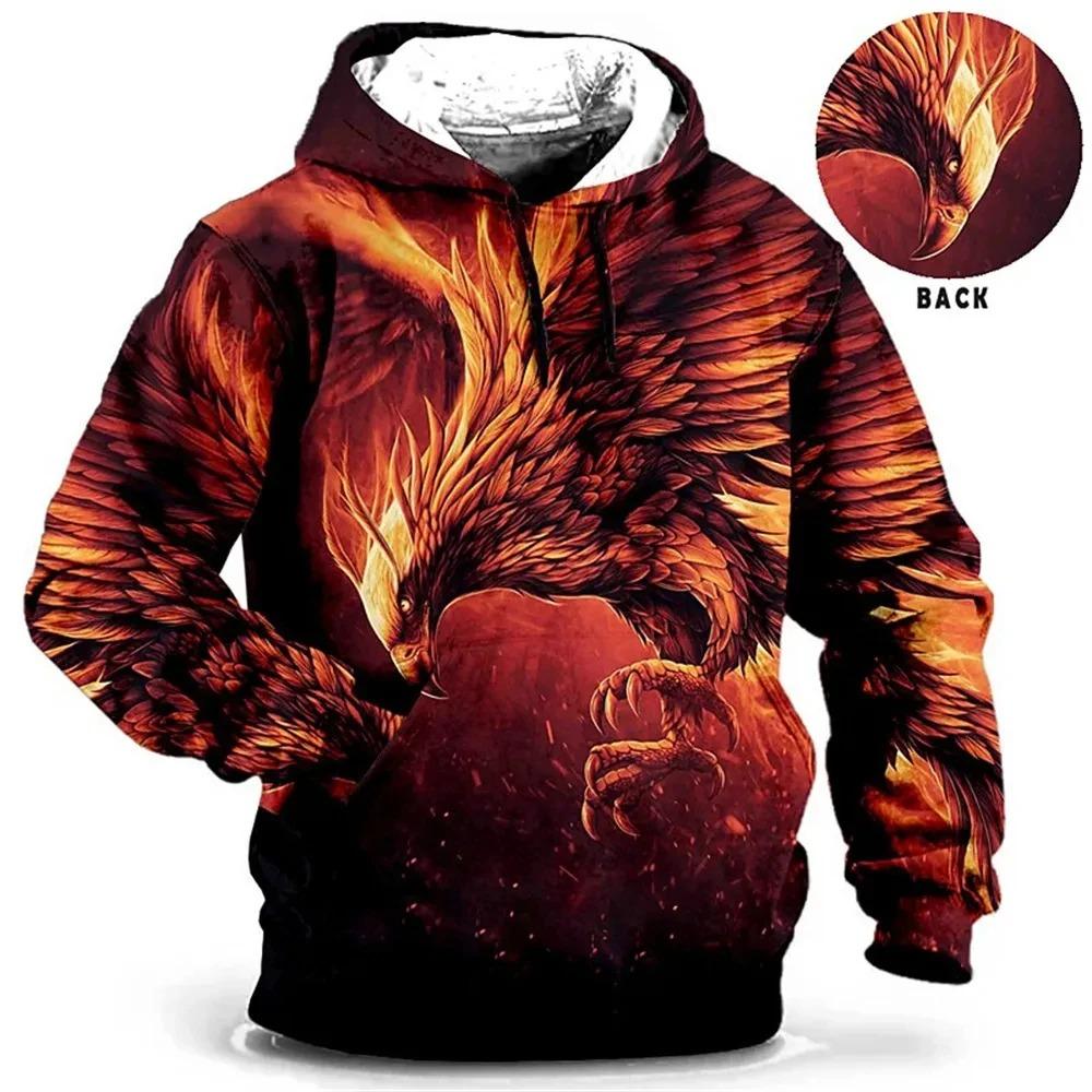 Vintage Tiger Men's Hoodie 3d Print Tops Fashion Animal Graphics Long Sleeve Men Oversized Streetwear Tees
