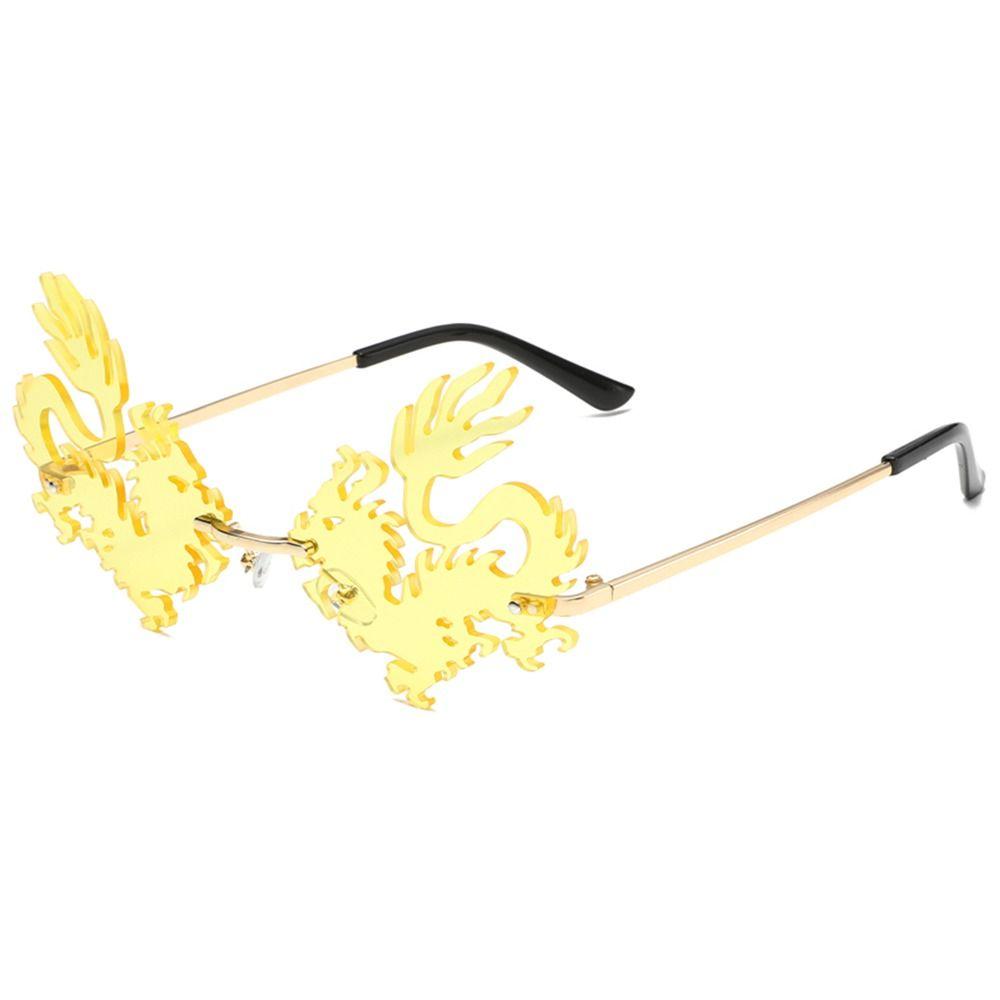 12Styles Chinese Dragon Shaped Sunglasses Metal Frame Rimless Sun Glasses Party Decor Glasses for Women Men UV400 Protection