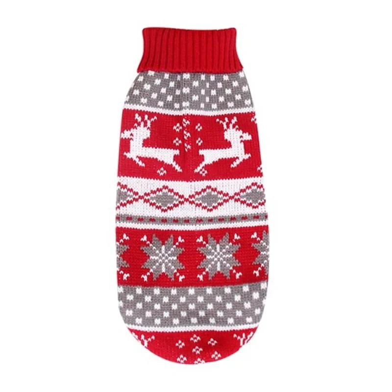 

Big Dog Christmas Sweater Thick Warm Winter Knitwear Pet Clothes Turtleneck Pullover Reindeer Outfit for Small Medium Large Dogs 4
