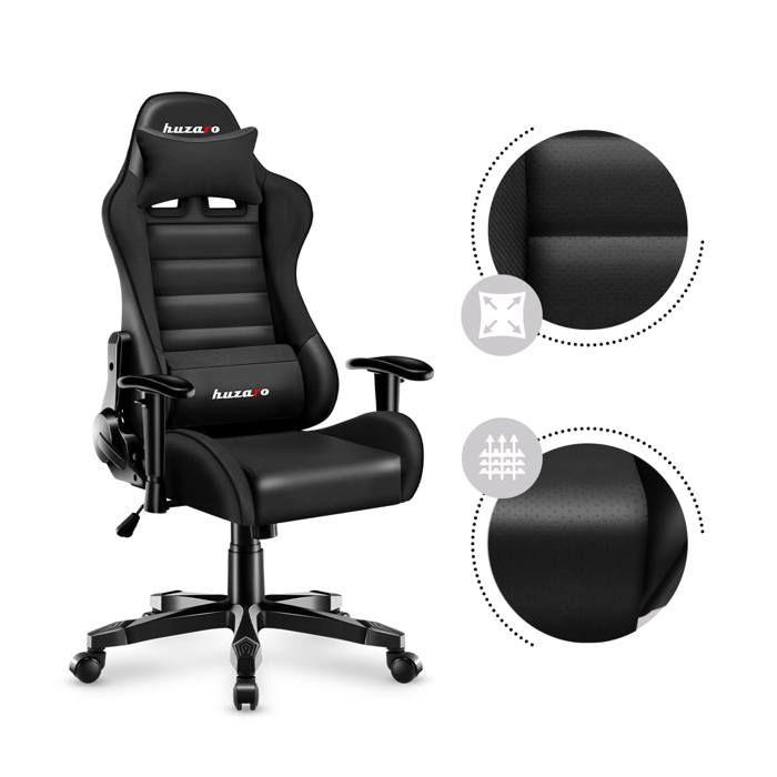 HUZARO Ranger 6.0 Black Chaise Gaming Fauteuil Gamer De Jeu Ergonomique Hauteur Réglable Pivotant Support Lombaire Inclinable