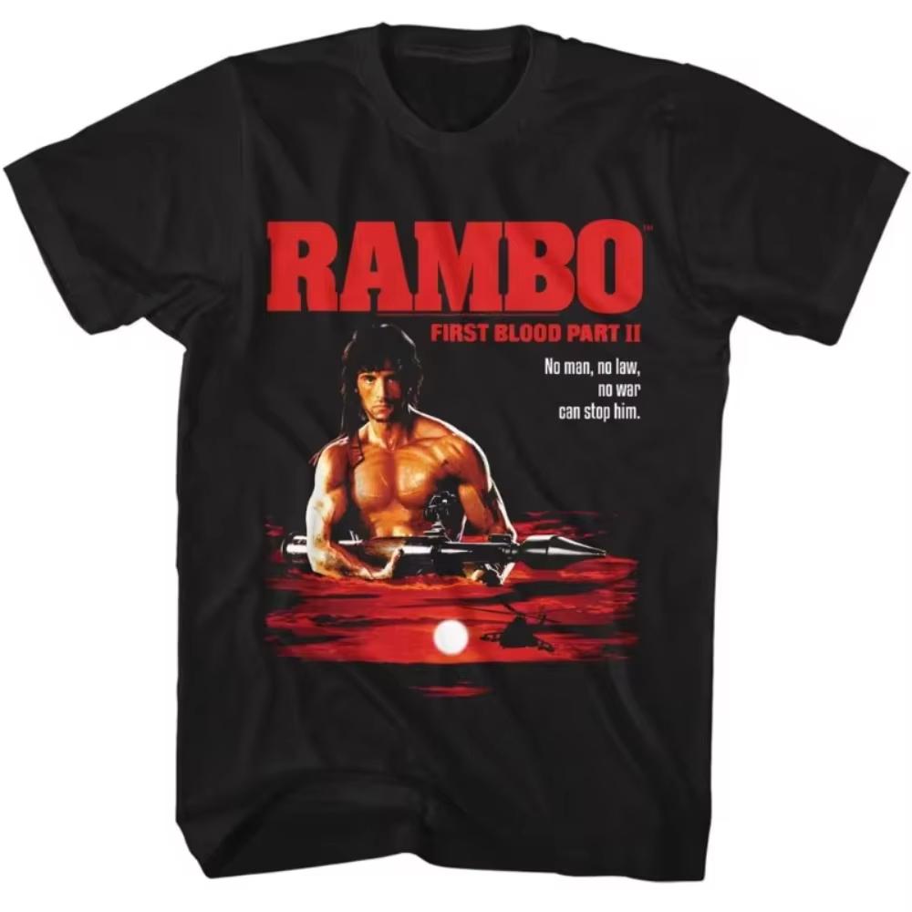 Rambo Print Tshirt Unisexs Summer Classic Action Movie Graphic Shortsleeved Casual Street Style Loose Fit Streetwear Graphic Top