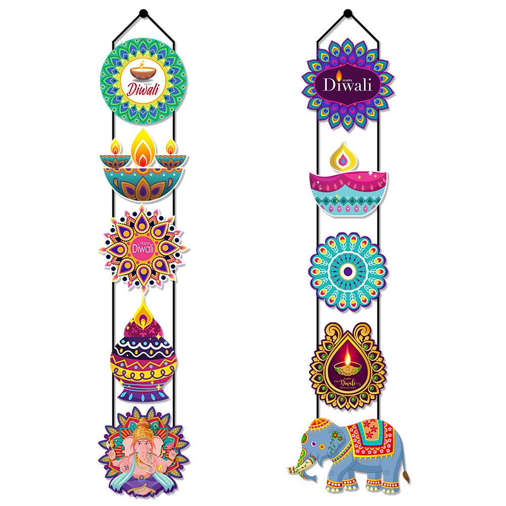 Diwali Festival Decor Creative Elephant Couplet Paper Door Hanging Set Banner